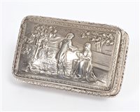 Lot 291 - William IV silver snuff box of rectangular...