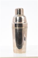 Lot 304 - 1920s silver cocktail shaker of tapering...