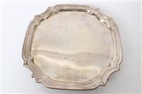 Lot 316 - 1930s silver salver of square form, with...