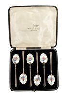 Lot 320 - Set of six late 1930s Art Deco-style silver...