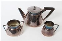 Lot 323 - Edwardian silver three piece tea set -...