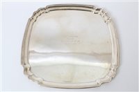 Lot 324 - 1920s silver tray of square form, with shaped...