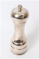 Lot 333 - Contemporary silver pepper mill of capstan...