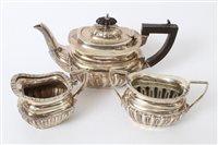 Lot 334 - Edwardian composite three piece silver tea set...