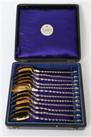 Lot 336 - Set of twelve late 19th century silver spoons...