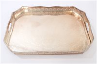 Lot 351 - Large silver plated two-handled gallery tray...