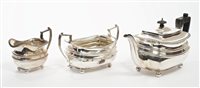 Lot 359 - Contemporary three piece silver tea set -...