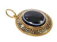 Lot 414 - Victorian gold, enamel and banded agate...