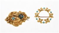 Lot 416 - Early Victorian gold, turquoise and seed pearl...