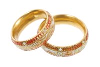 Lot 421 - Two unusual George III gold and enamel love...