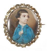 Lot 422 - 18th century oval portrait miniature on ivory...