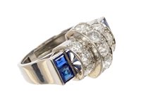 Lot 424 - Art Deco Odeonesque diamond and sapphire...