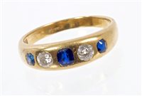 Lot 427 - Victorian 18ct gold blue sapphire and diamond...