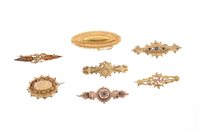 Lot 439 - Collection of seven Victorian gold brooches -...