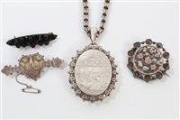 Lot 444 - Victorian silver oval locket on chain, two...