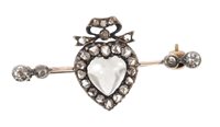 Lot 445 - Victorian diamond and moonstone heart-shape...