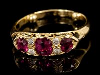 Lot 448 - Late Victorian ruby and diamond ring with...