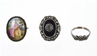 Lot 451 - Antique dress ring with a polychrome painted...