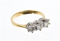 Lot 465 - Diamond three stone ring with three brilliant...