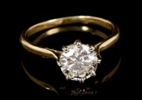 Lot 468 - Diamond single stone ring, the round brilliant...