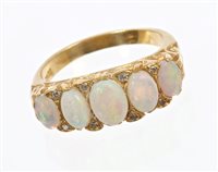 Lot 475 - Victorian-style opal and diamond ring with...