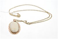 Lot 478 - Large opal pendant, the oval cabochon opal...