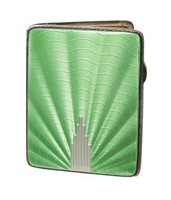 Lot 486 - Art Deco silver and enamel cigarette case with...