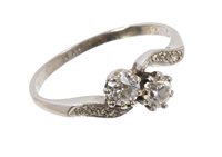 Lot 489 - Diamond two stone ring with two old cut...