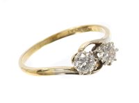 Lot 490 - Diamond two stone ring with two brilliant cut...