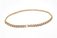 Lot 492 - 9ct gold necklace with double ropetwist links...