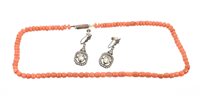 Lot 506 - Antique coral bead necklace and a pair of...