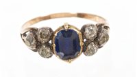 Lot 511 - George III sapphire and diamond ring, the oval...