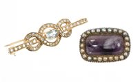 Lot 512 - George III brooch with a Blue John cabochon...