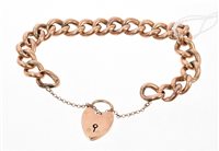 Lot 518 - Edwardian rose-coloured metal hollow curb link...