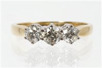 Lot 526 - Diamond three stone ring with three brilliant...