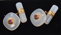 Lot 530 - Pair contemporary chalcedony and ruby...