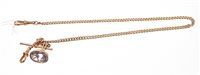 Lot 536 - 9ct rose gold curb link watch chain with a...