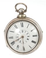 Lot 614 - Large Victorian silver pair cased pocket watch...