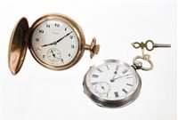 Lot 616 - Late 19th century Swiss silver pocket watch,...