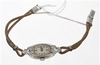 Lot 623 - Art Deco platinum and diamond cocktail watch,...