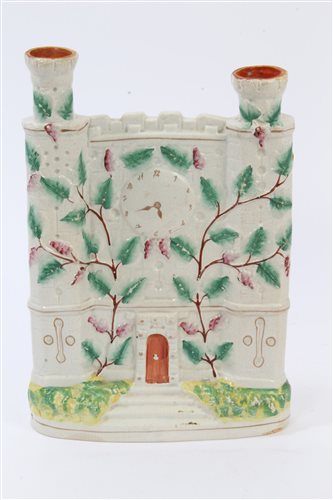 Lot 126 - Victorian Staffordshire flat back castle with...