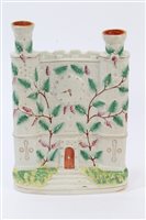 Lot 126 - Victorian Staffordshire flat back castle with...