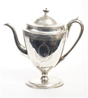 Lot 360 - George III silver coffee pot of urn form, with...