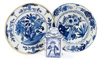 Lot 7 - Two 18th century Delft blue and white tin...