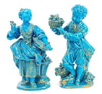 Lot 15 - Pair Victorian Minton porcelain figures of boy...