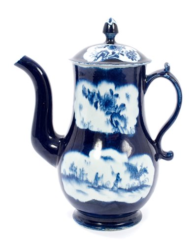 Lot 18 - 18th century Lowestoft blue and white coffee...