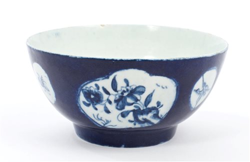 Lot 22 - 18th century Lowestoft blue and white bowl...