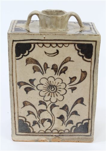Lot 25 - Antique Chinese pottery vase of rectangular...