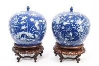 Lot 27 - Pair 19th century Chinese baluster-shaped...