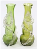 Lot 46 - Pair Edwardian Art Nouveau green and clear...